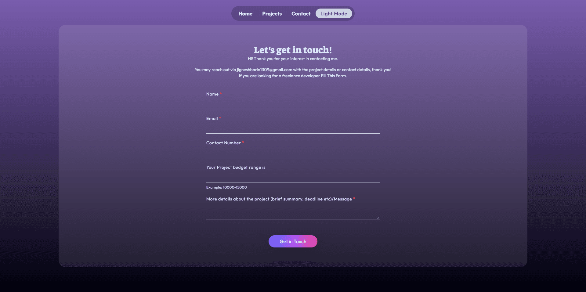 PortfolioContactDark